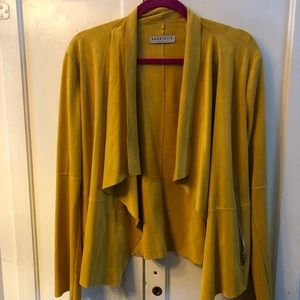 Mustard faux suede drape jacket